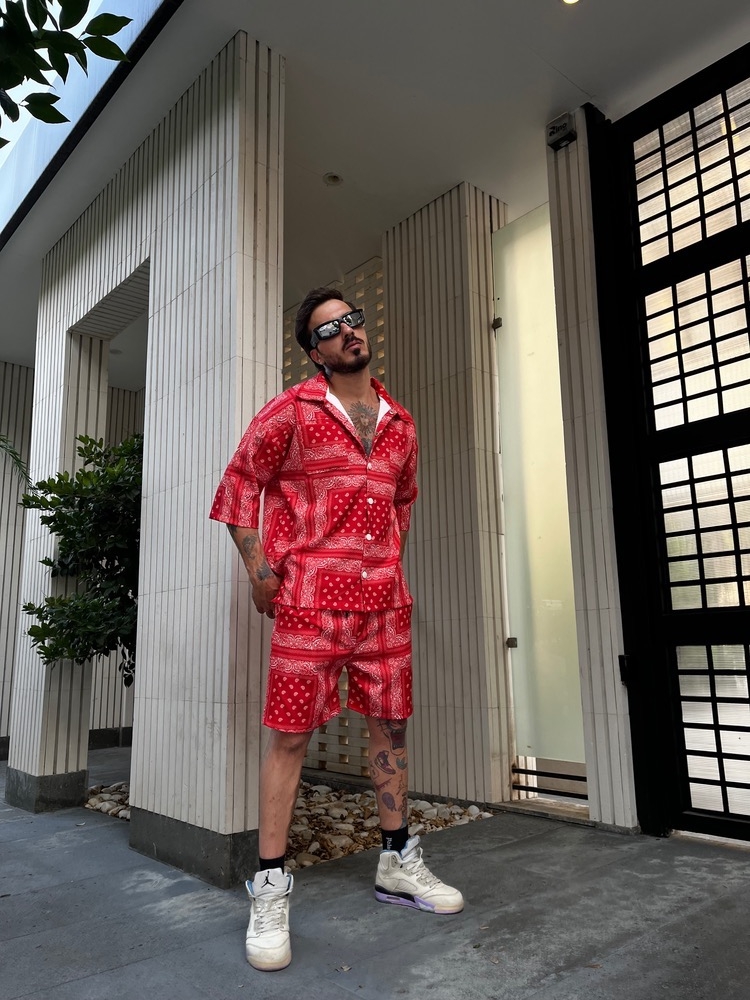 پیراهن آستین کوتاه باندانا - نمای جلو